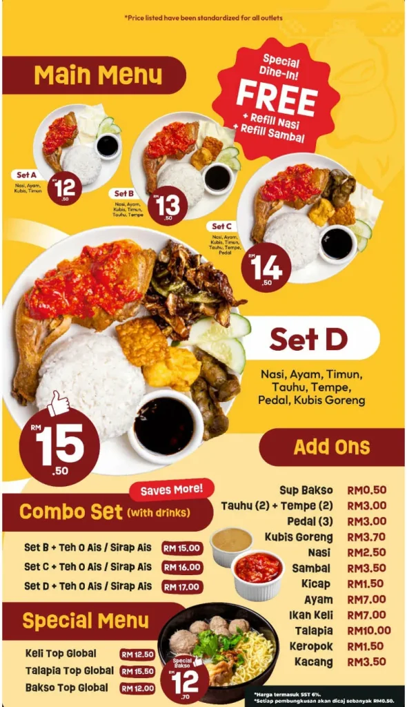 harga menu ayam gepuk top global