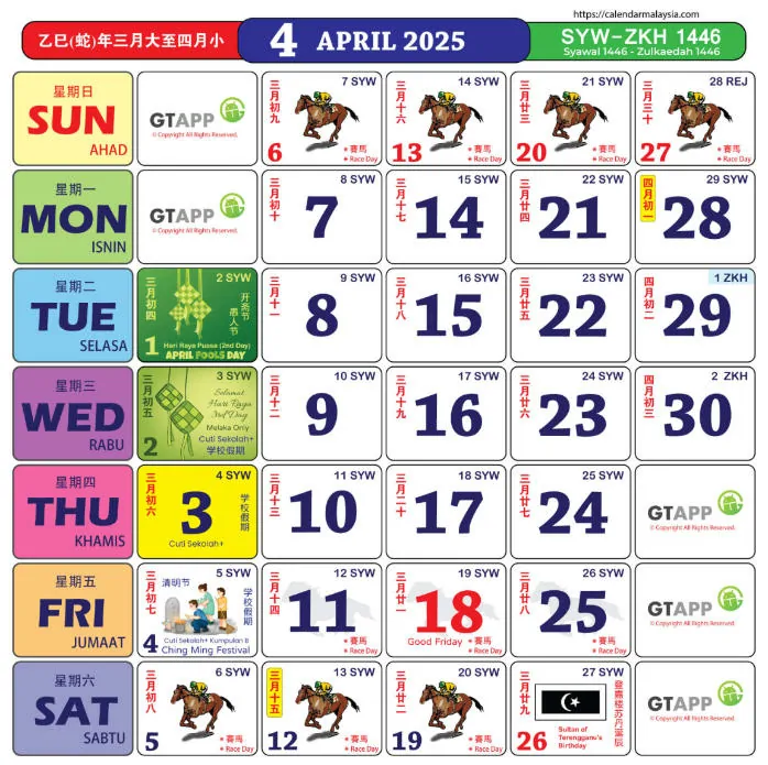 kalendar april