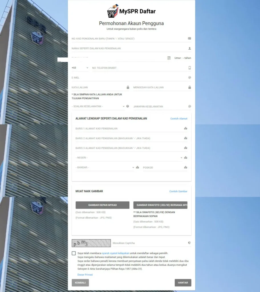 cara daftar mengundi