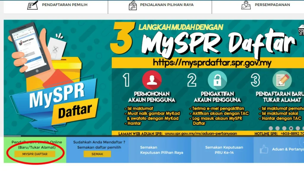cara daftar mengundi myspr daftar