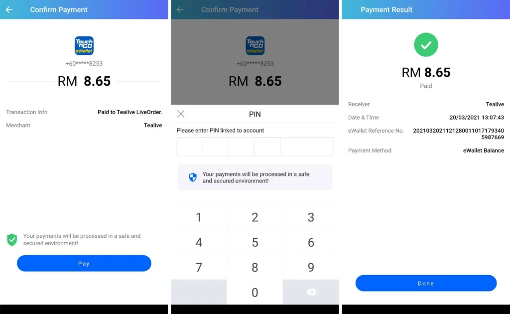cara order tealive guna touch n go ewallet