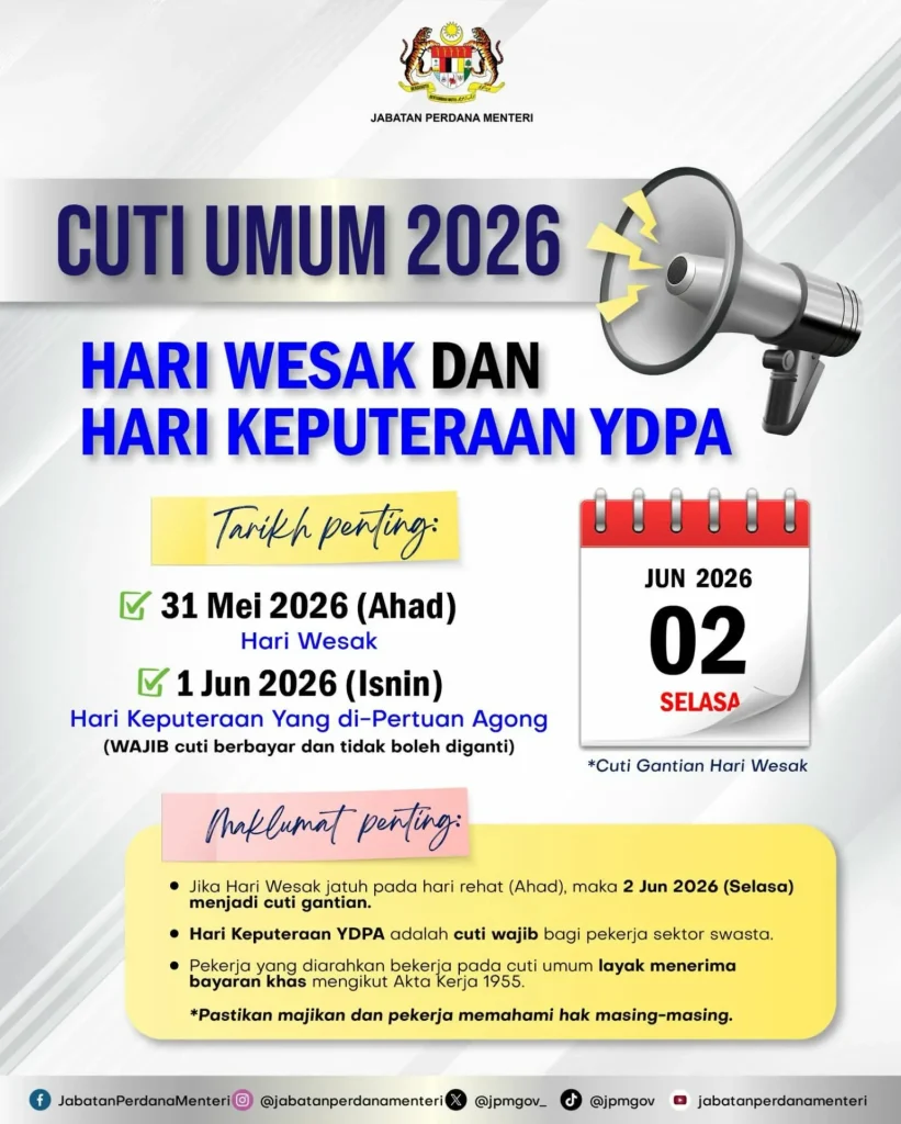 cuti gantian hari wesak 2026