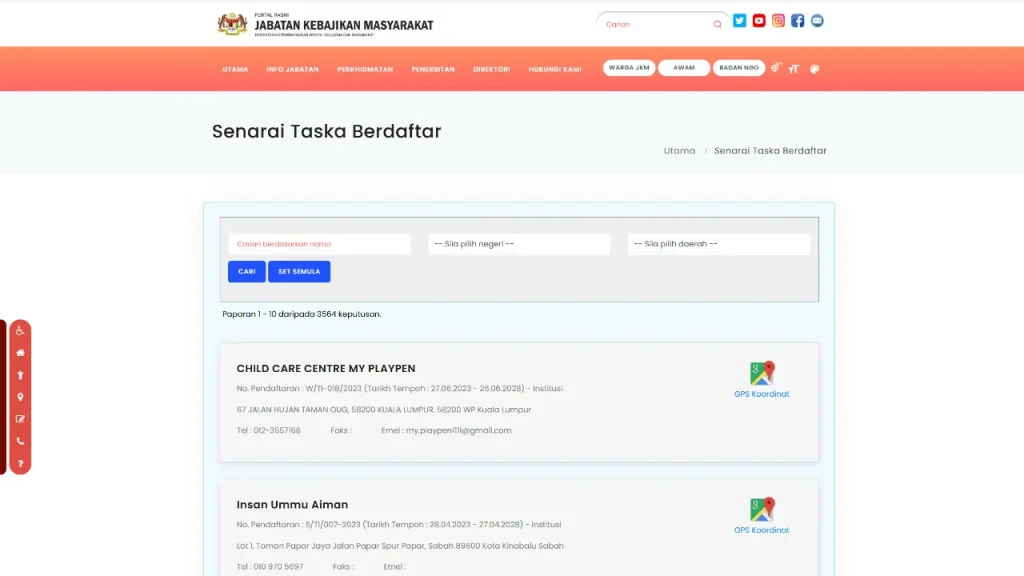 cara semak taska berdaftar