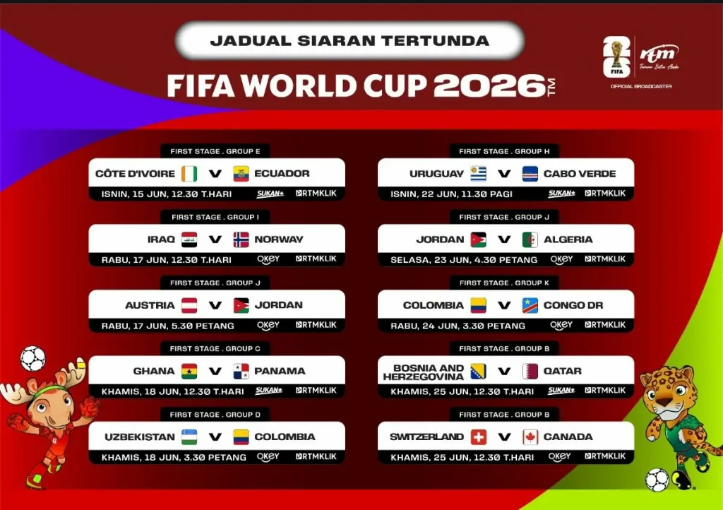 jadual siaran tertunda piala dunia fifa 2026